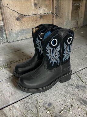 Ariat Fatbaby Steel Toe Western Boots Black Blue Women’s 7D